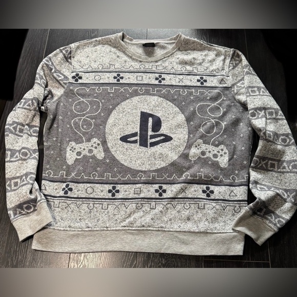 Sony Gray Crewneck Sweater with PlayStation Design - Picture 1 of 8